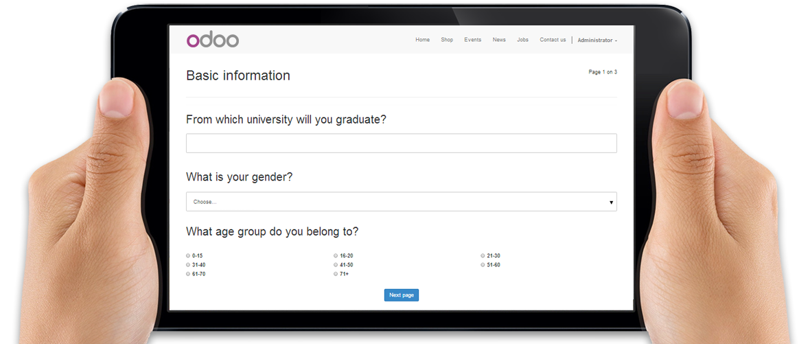 Odoo image and text block
